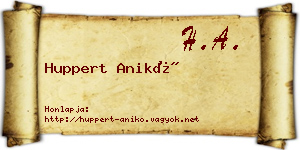 Huppert Anikó névjegykártya